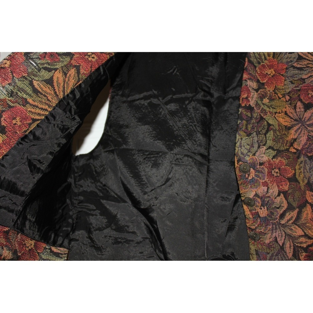 Garnet Hill Natural Fibers Floral‎ Tapestry Vest Vintage Button Front Cinch Back - Picture 6 of 10